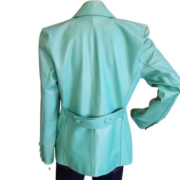 Leather Renditions by Sandi Jacket Blazer Women's Small Lined Soft Light Green - Picture 10 of 11